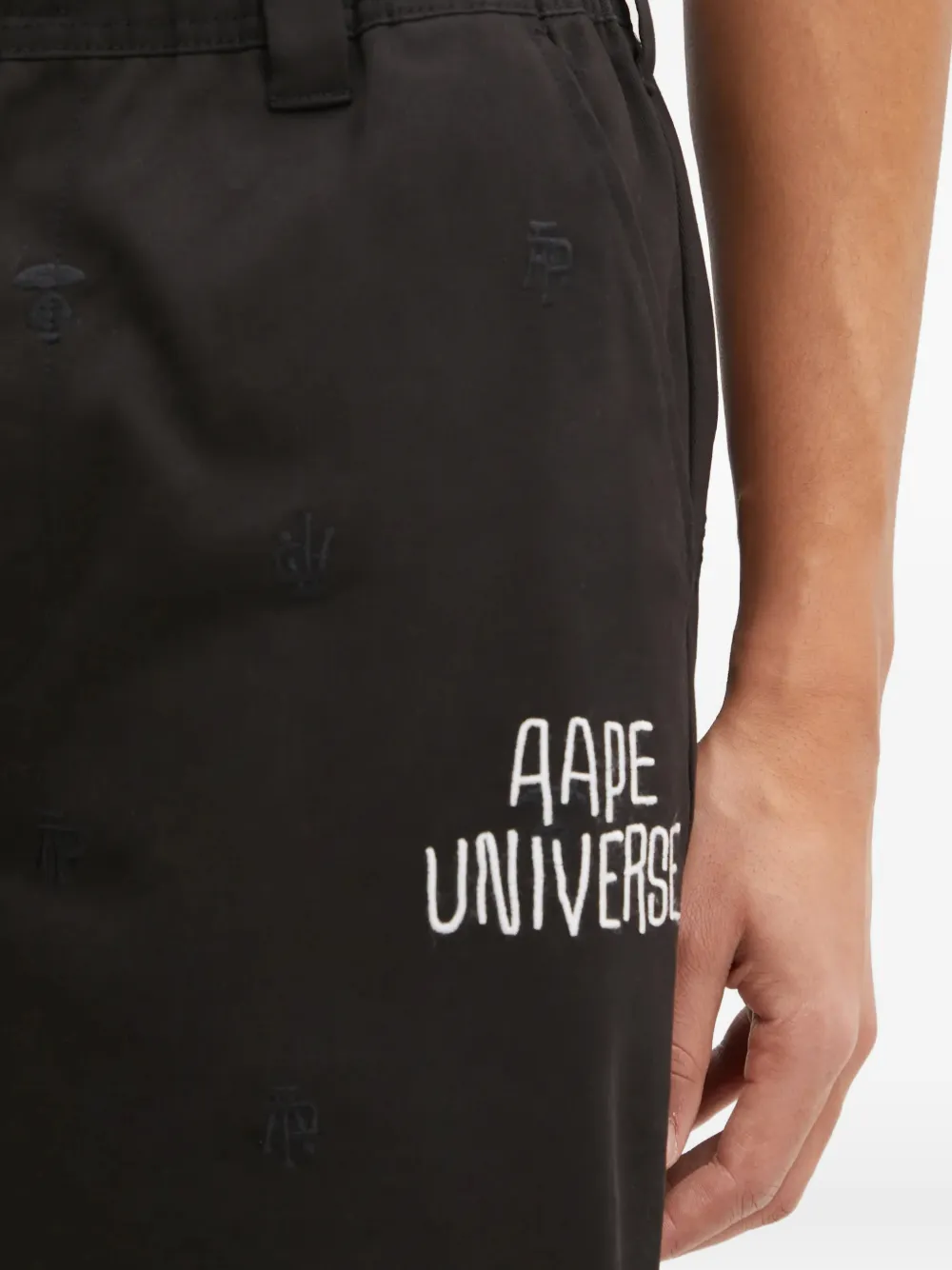AAPE BY *A BATHING APE Shorts met geborduurd logo Zwart
