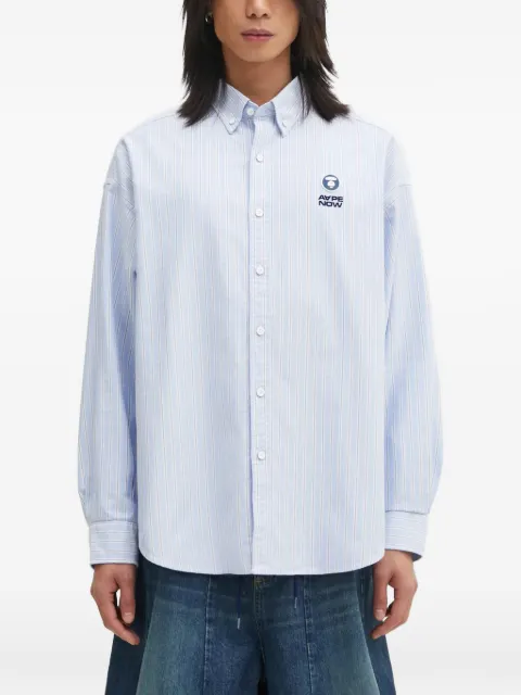 AAPE BY *A BATHING APE® striped-pattern logo-patch shirt