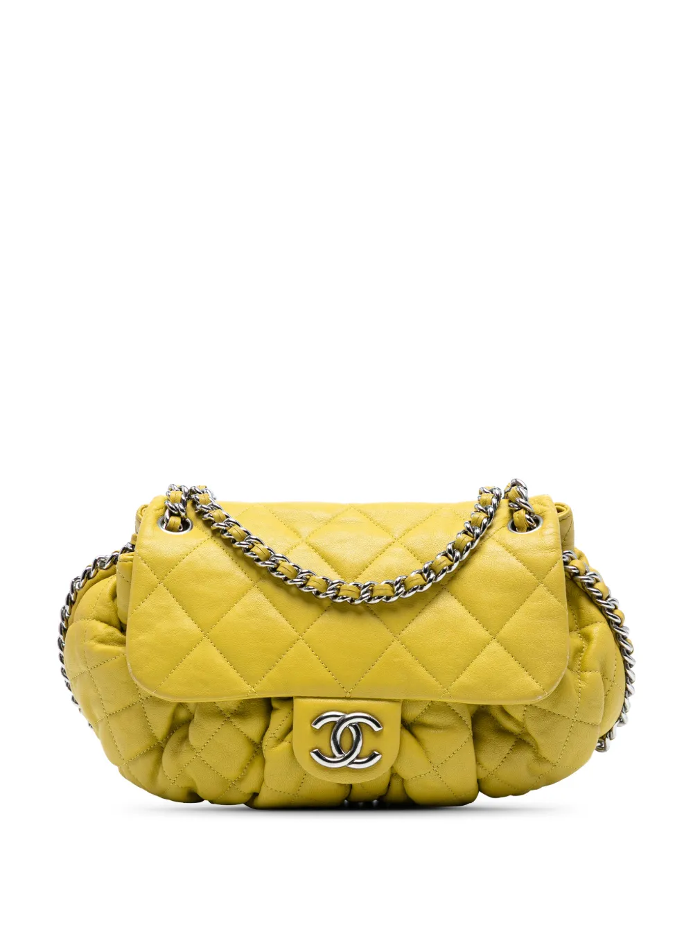 CHANEL Pre-Owned 2011 CC Quilted Lambskin Chain Around Flap crossbody bag | Yellow | Image 1