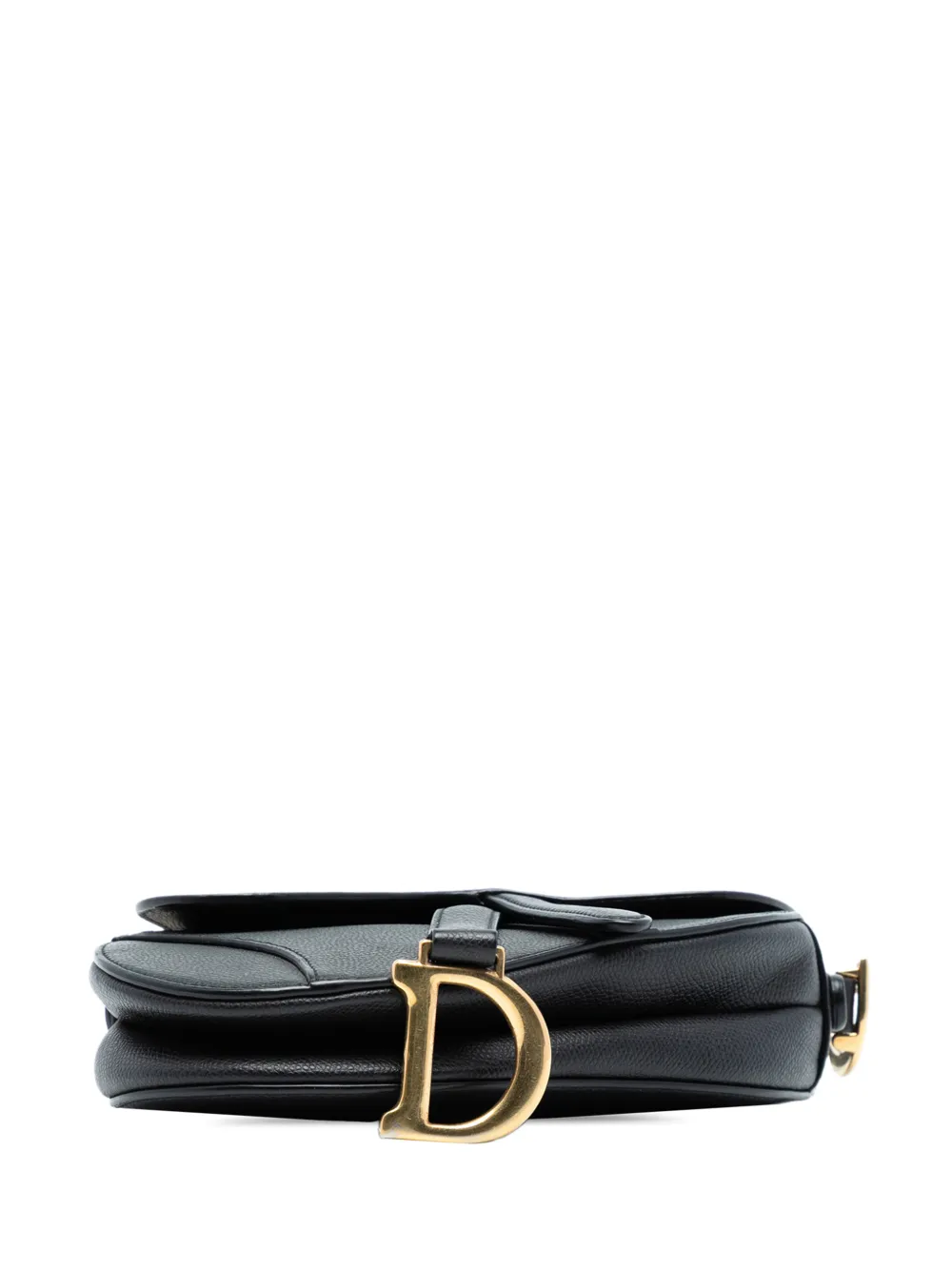 Pre-owned Dior 2018 Mini Grained Calfskin Saddle Bag Satchel In Black