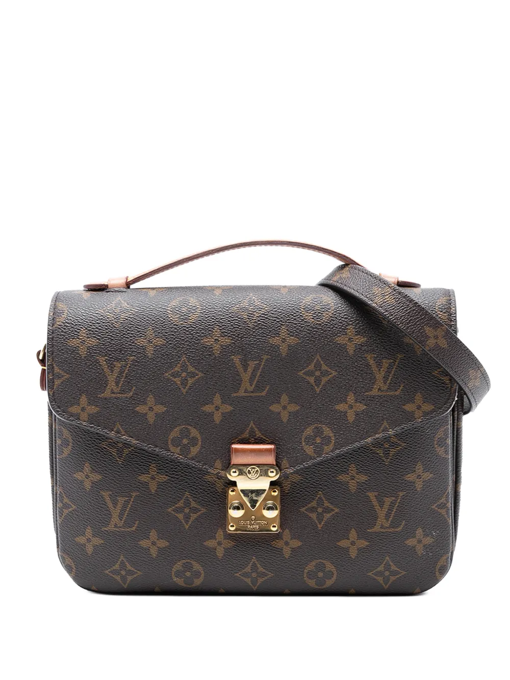 Pre-owned Louis Vuitton 2020 Monogram Pochette Metis Satchel In Brown