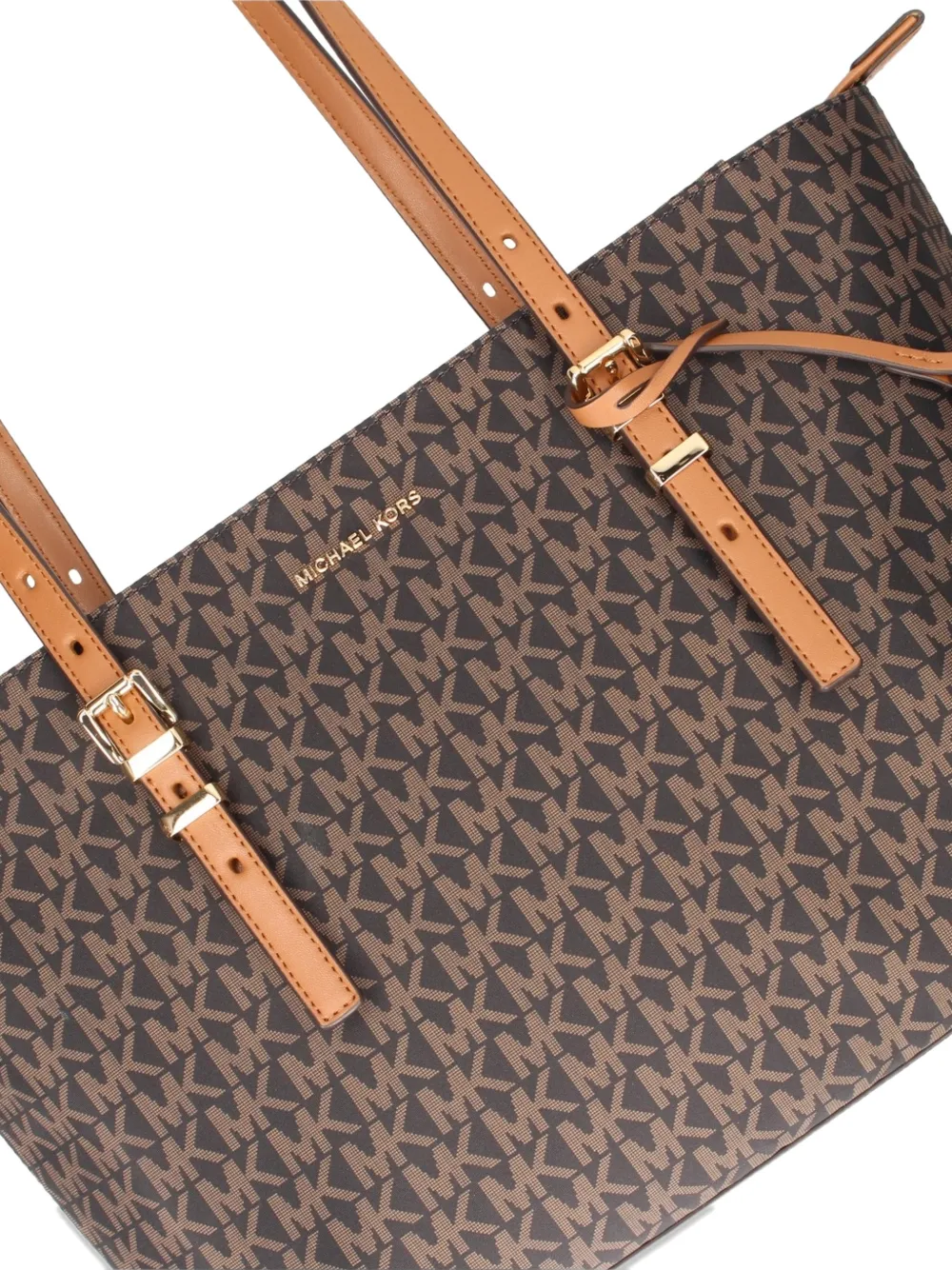 Michael Michael Kors Medium Quinn Buckle Monogram Tote Bag In Brown