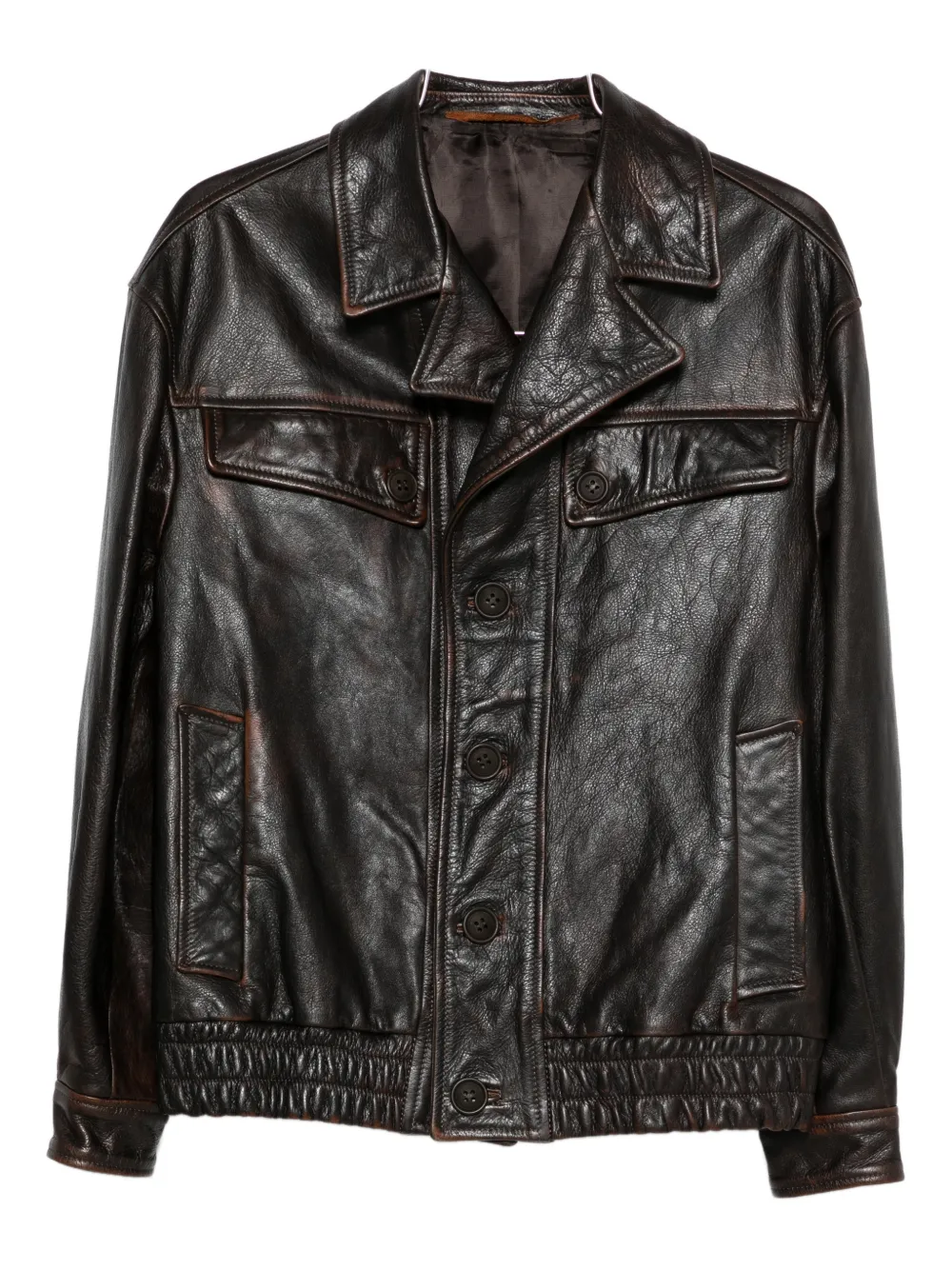 Salvatore Santoro flap-pocket leather jacket - Marrone