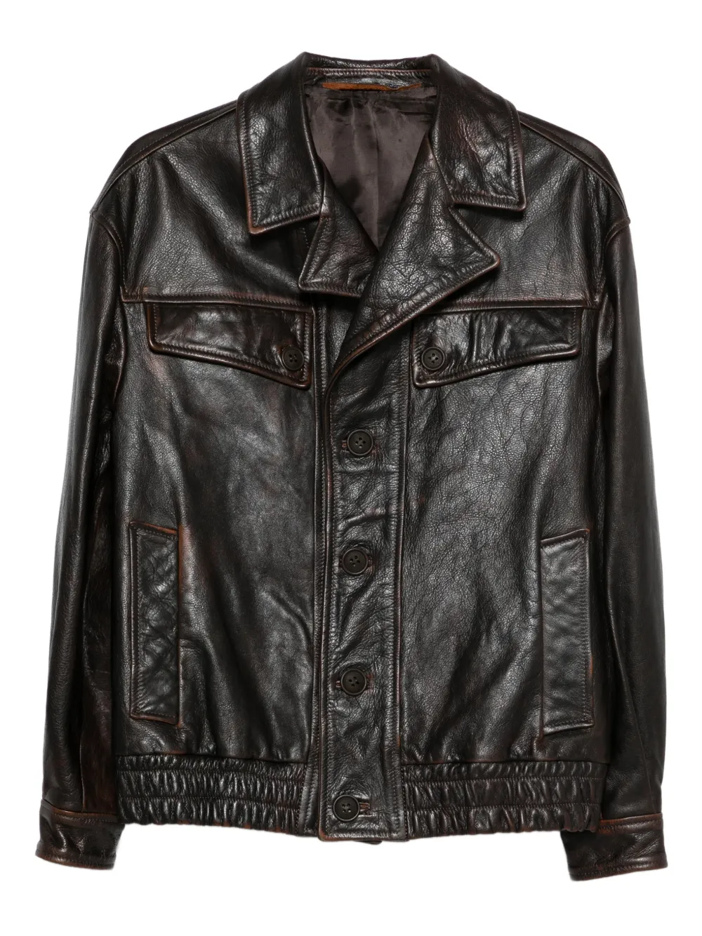 Salvatore Santoro flap-pocket leather jacket - Marrone