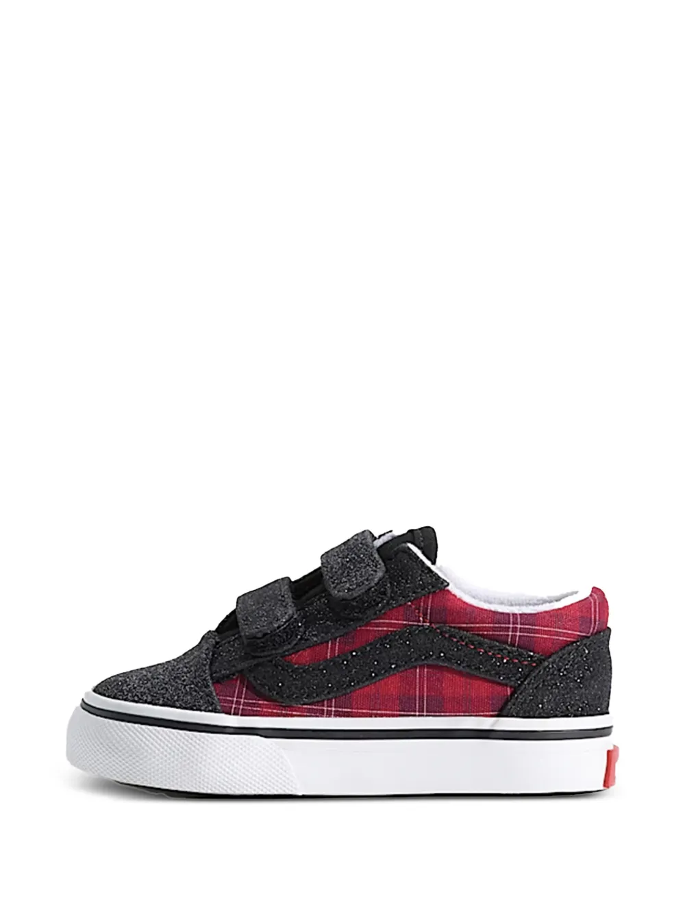 Vans Kids Old Skool V tartan glittered-strap sneakers - Rood