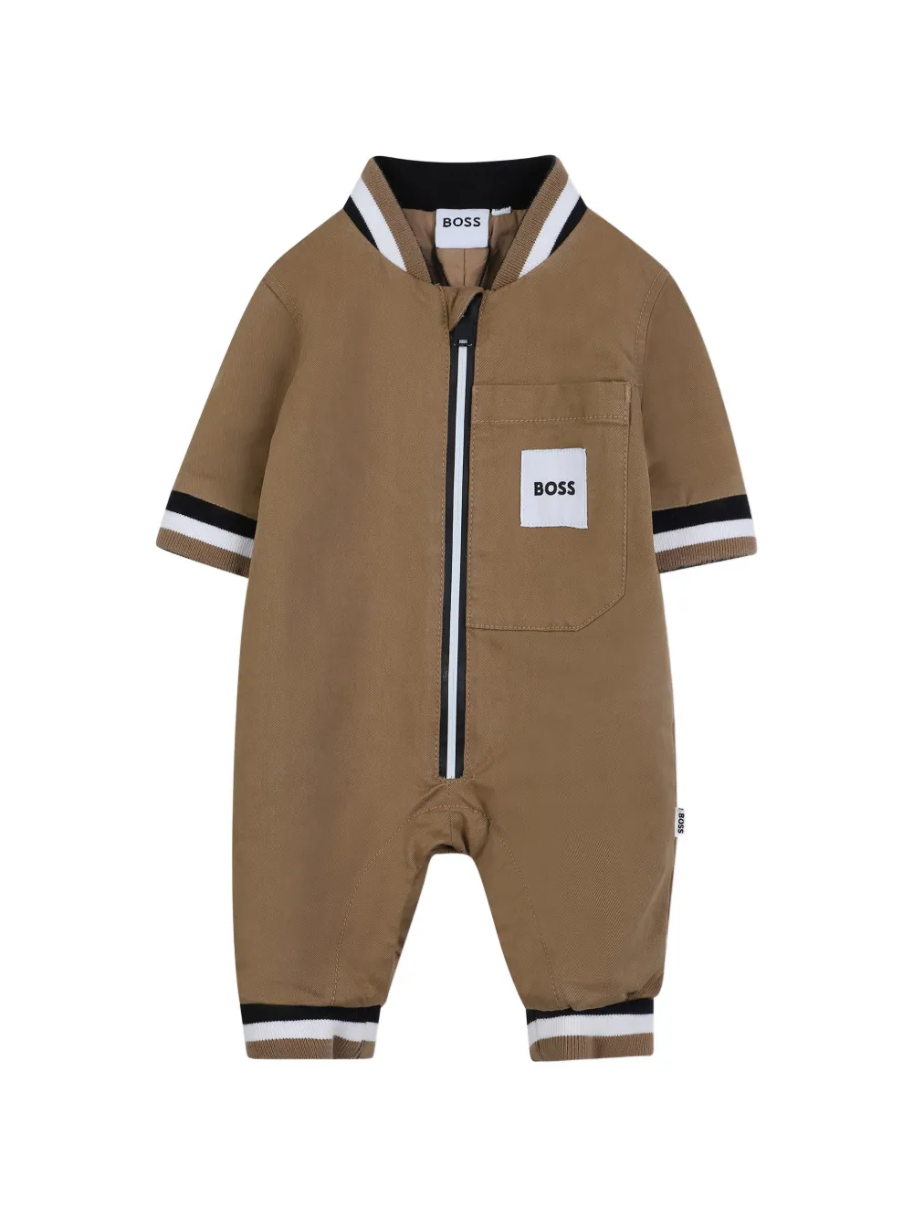 BOSS Kidswear striped-trim jumpsuit - Marrone