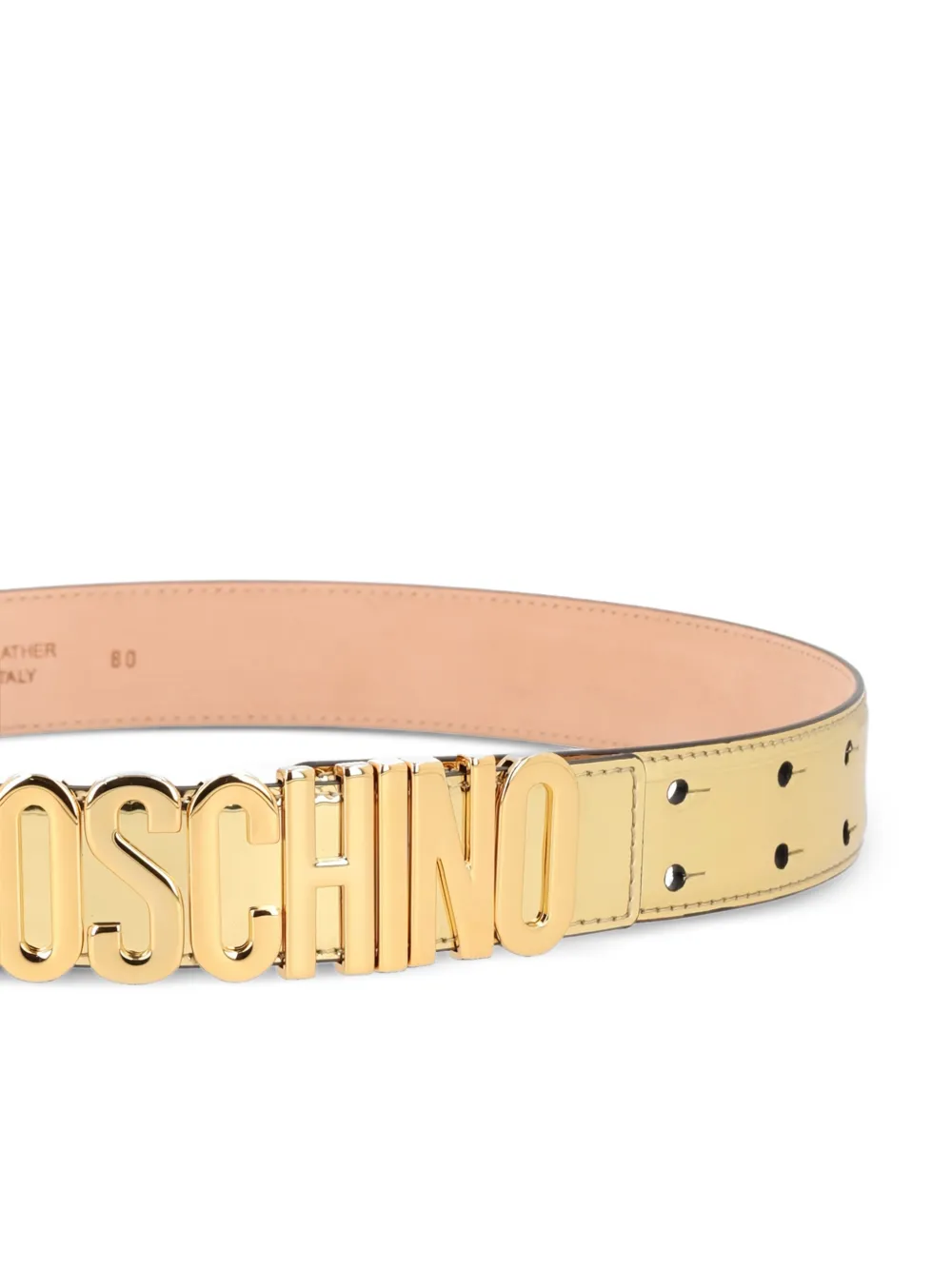  Moschino Logo-buckle Belt - Gold 