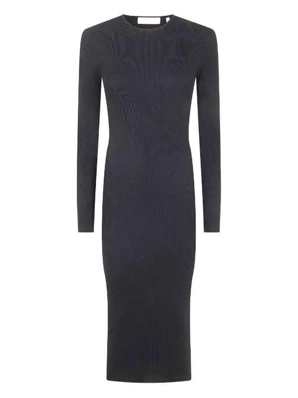 knee length dresses for ladies Real Essentials 3 Pack: Women's Ribbed Jersey Crew Neck Short Sleeve Midi Length Dress with Side Slit main image 1