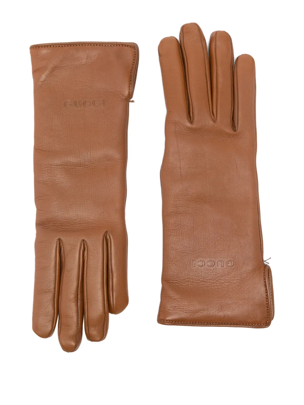 Gucci leather gloves - Braun