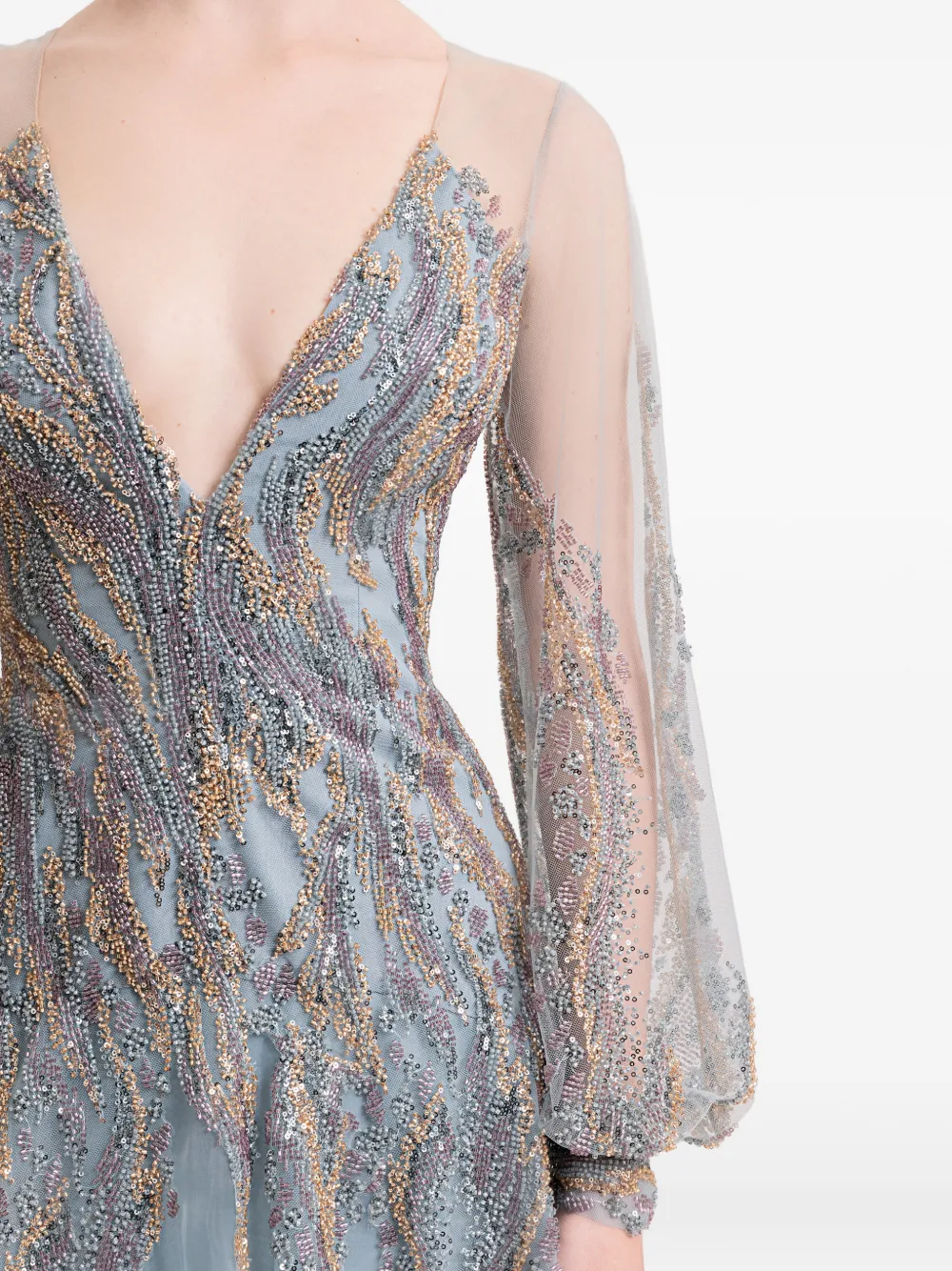 Gemy Maalouf Maxi-jurk met kralen Blauw