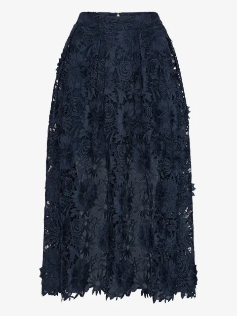 ROTATE BIRGER CHRISTENSEN Saia midi com renda floral 3D