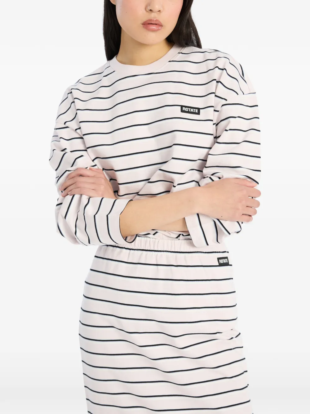 Rotate Birger Christensen Striped Oversized Cotton Jersey T-shirt In Multi