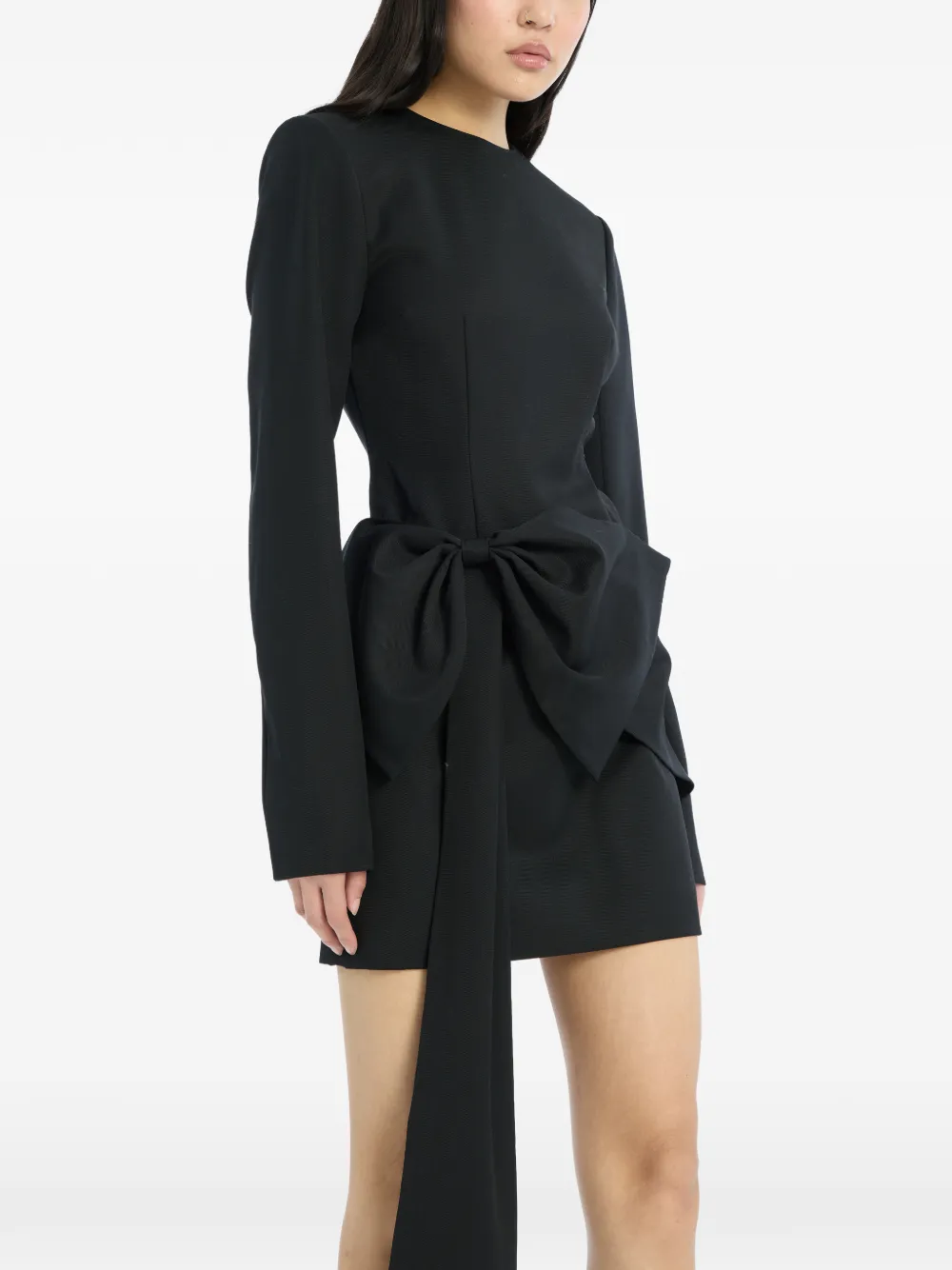 ROTATE BIRGER CHRISTENSEN Mini-jurk met lange mouwen en strik Zwart