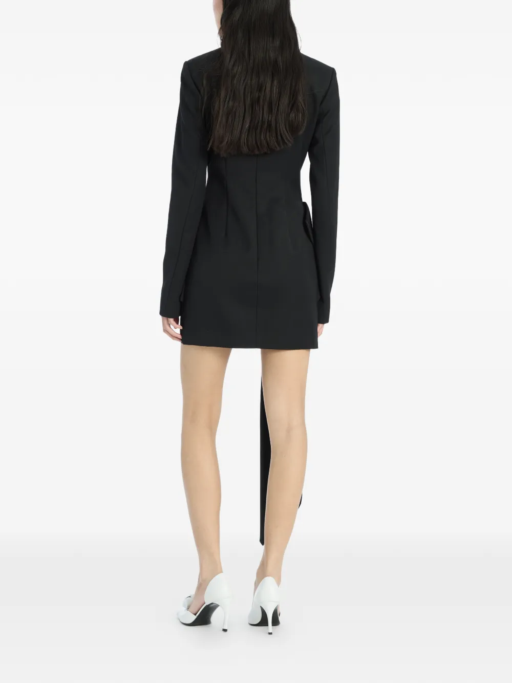 ROTATE BIRGER CHRISTENSEN Mini-jurk met lange mouwen en strik Zwart