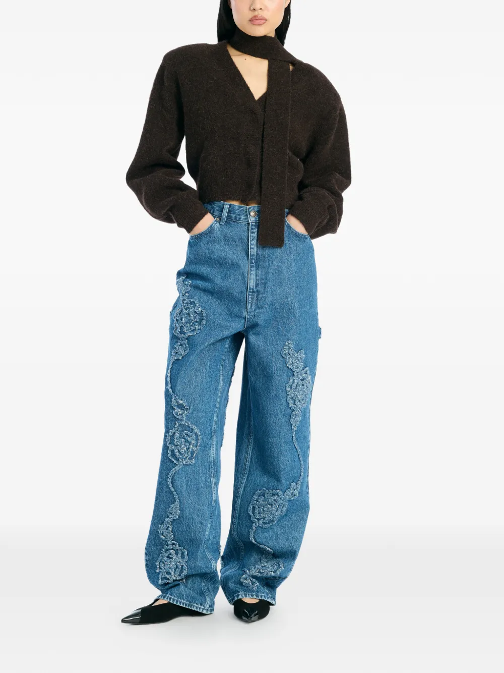 ROTATE BIRGER CHRISTENSEN Boyfriend jeans met bloemenprint - Blauw