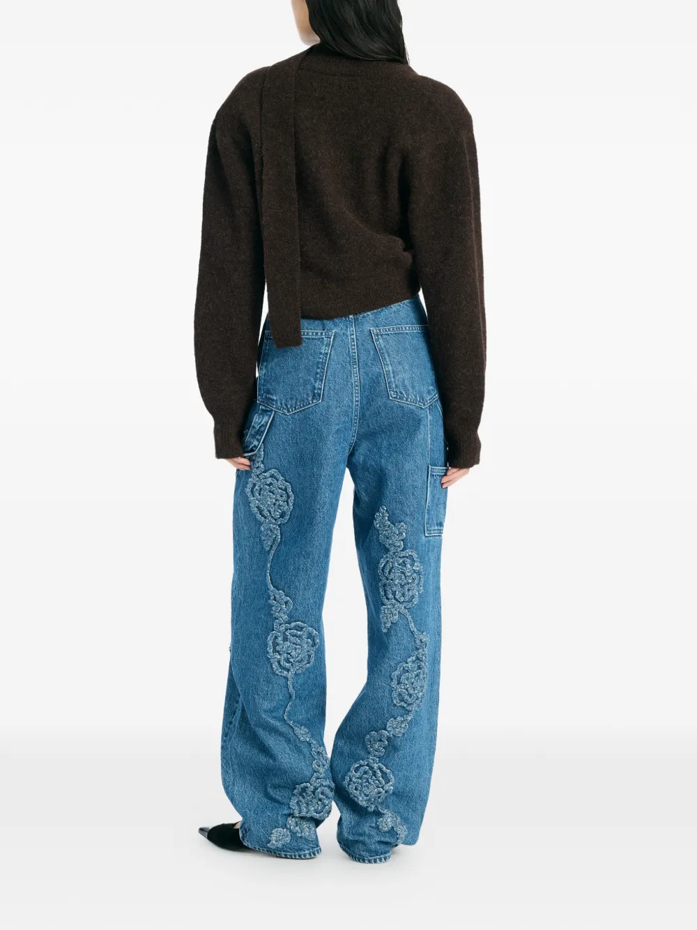  Rotate Birger Christensen Floral Denim Boyfriend Jeans - Blue 