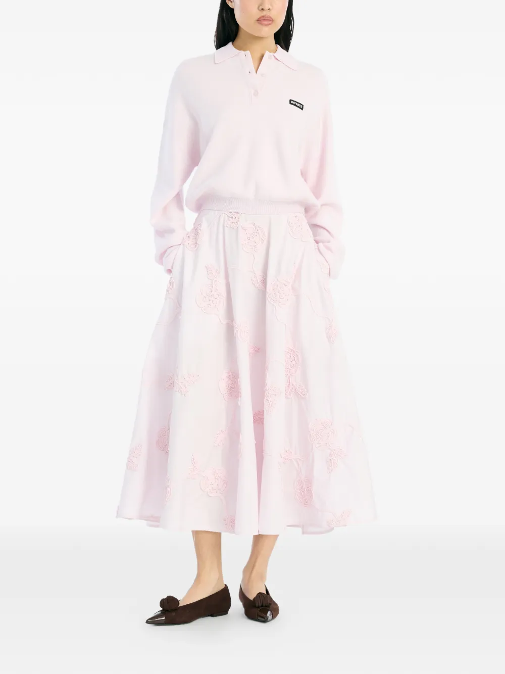 ROTATE BIRGER CHRISTENSEN flower midi skirt - Roze
