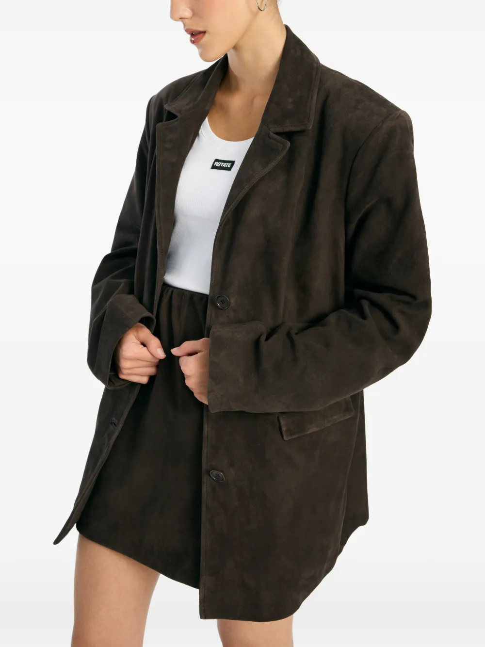 ROTATE BIRGER CHRISTENSEN Oversized suède blazer Bruin
