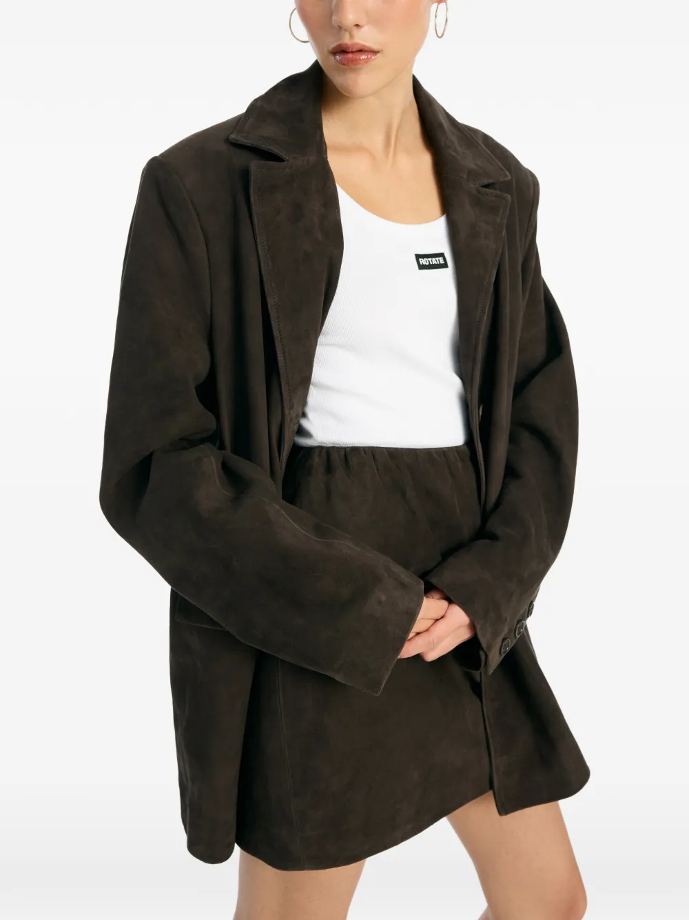  Rotate Birger Christensen Suede Blazer - Brown 