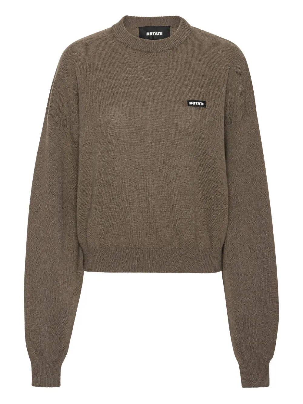 ROTATE BIRGER CHRISTENSEN crew-neck logo-patch sweater - Marrone