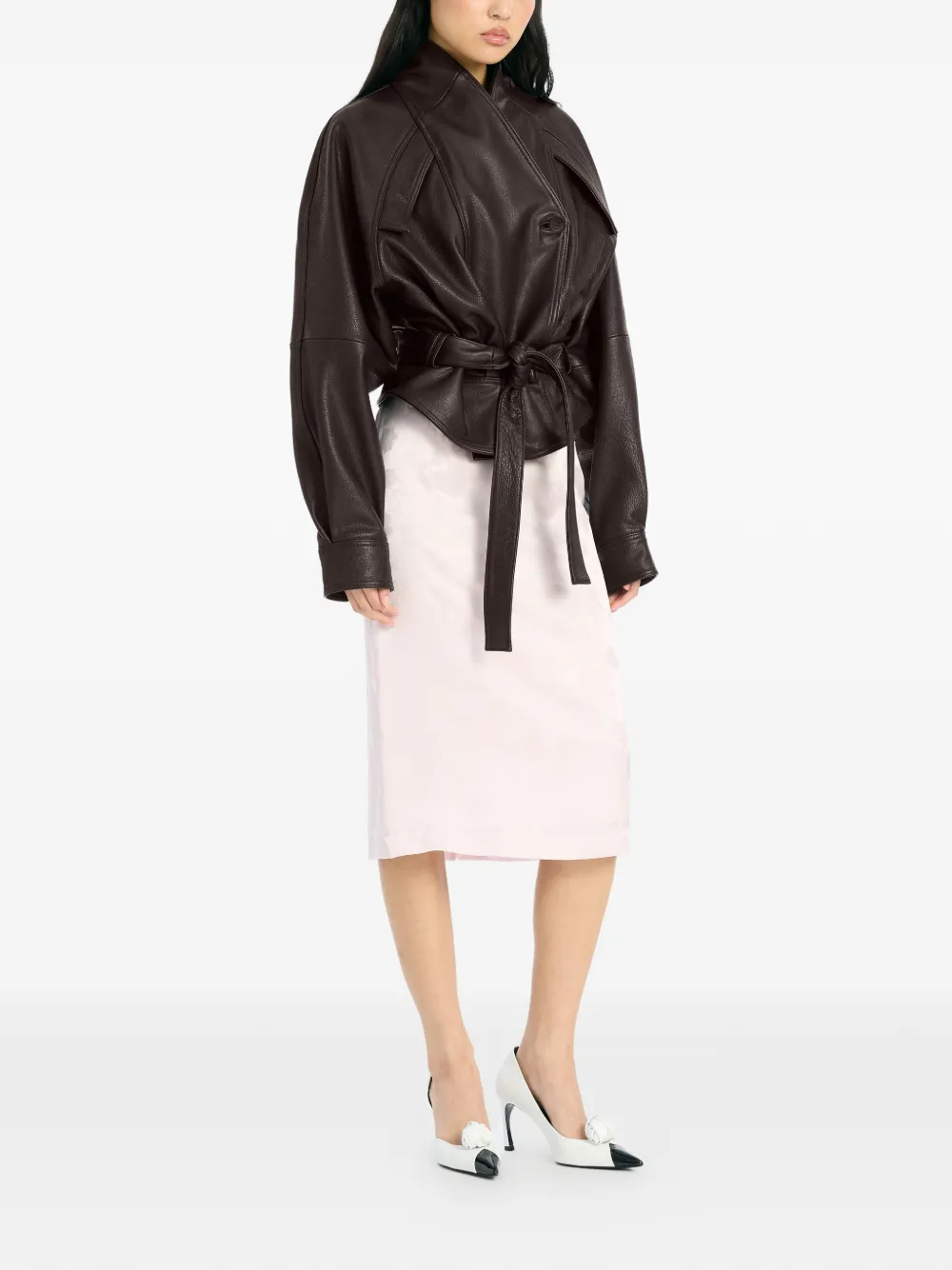 ROTATE BIRGER CHRISTENSEN boxy leather bomber jacket | Leather Jackets | Image 2