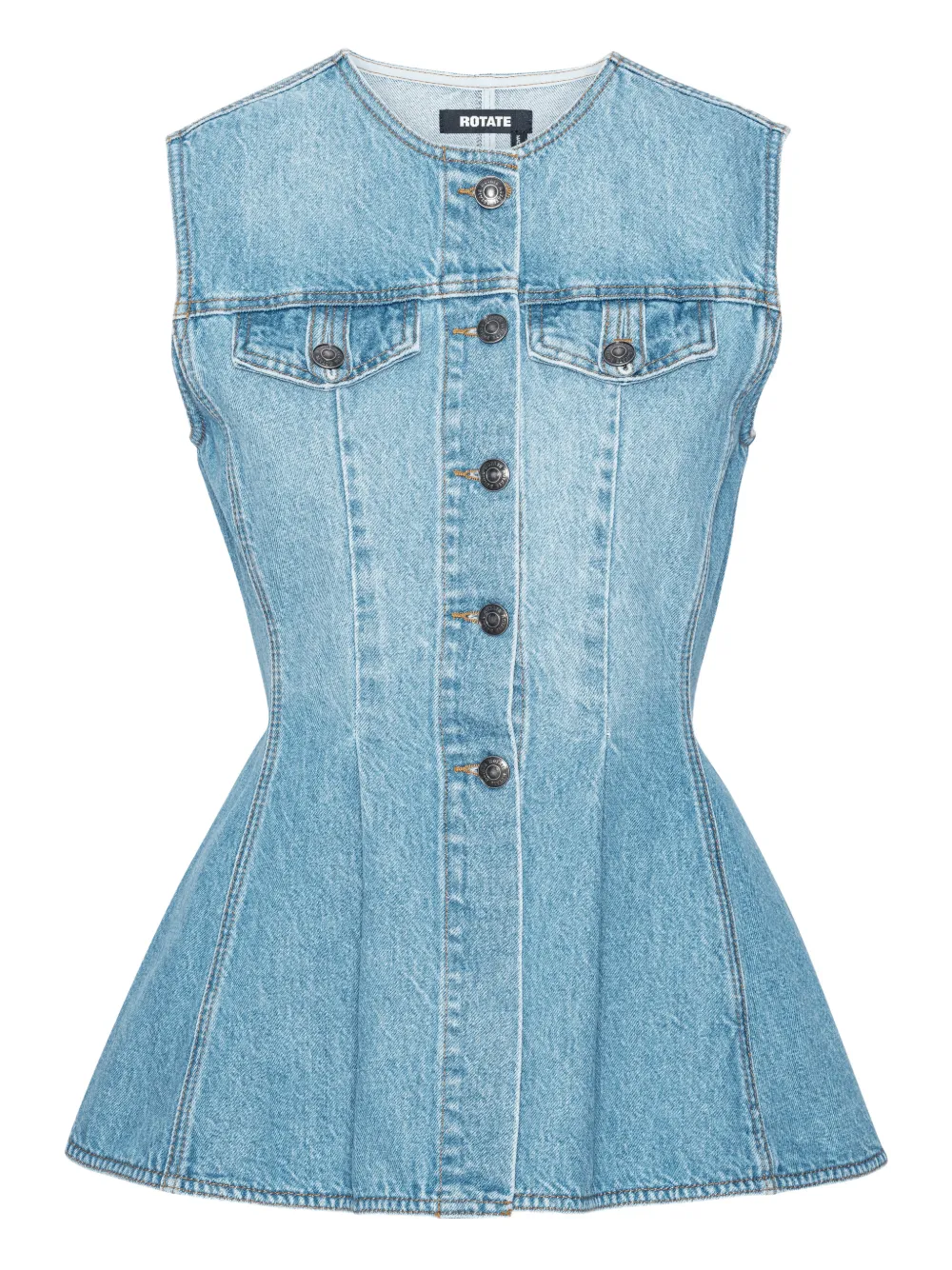 ROTATE BIRGER CHRISTENSEN flared denim top | Blue | Image 1