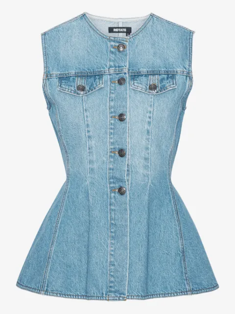 ROTATE BIRGER CHRISTENSEN flared denim top blue