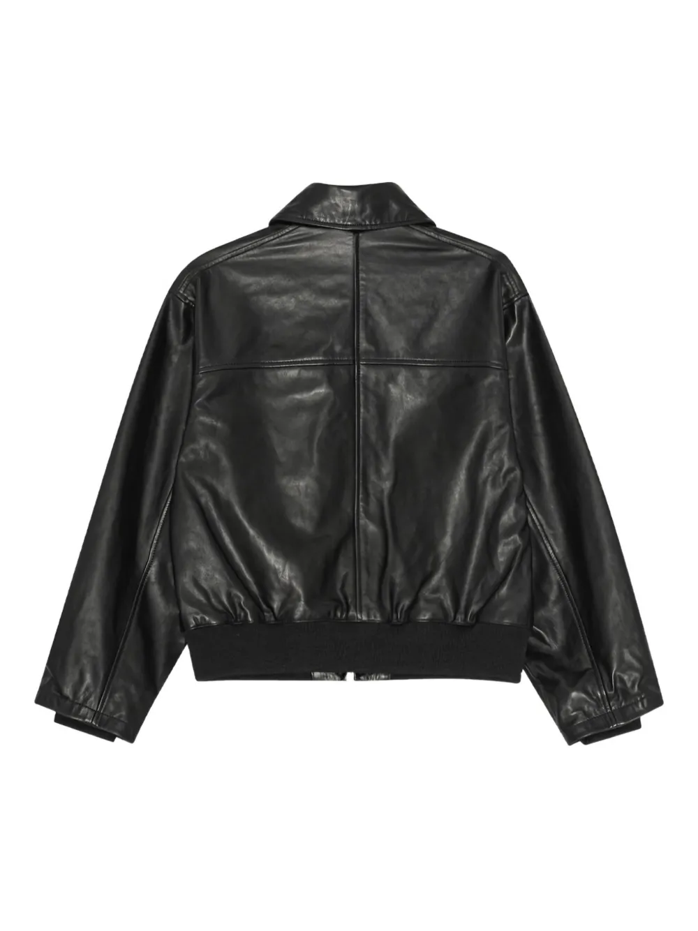 Zip Leather Bomber Jacket