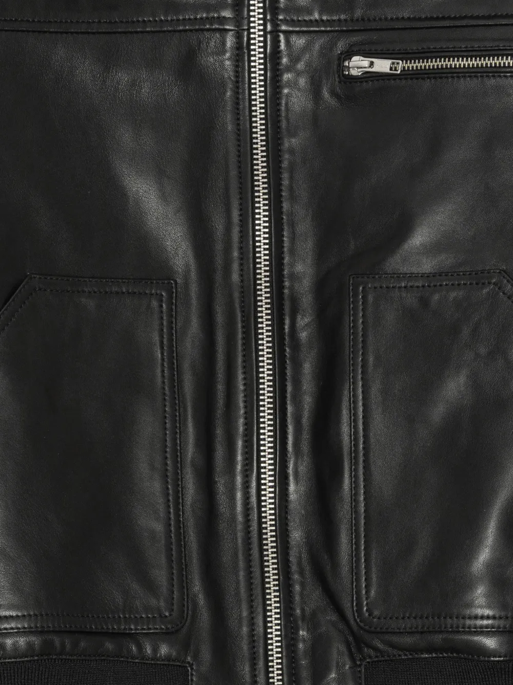 Zip Leather Bomber Jacket