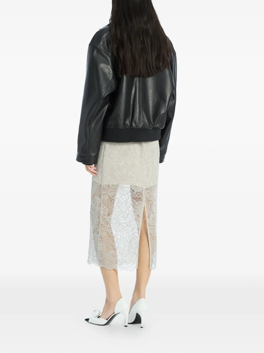 Zip Leather Bomber Jacket