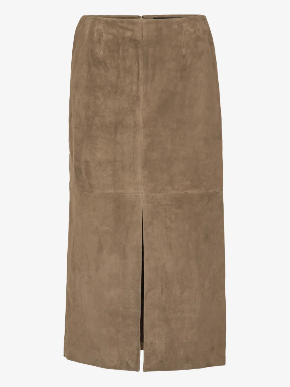 suede midi pencil skirt in brown