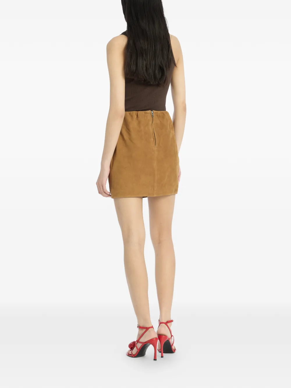 Rotate Birger Christensen Logo Ribbed Top - Brown 
