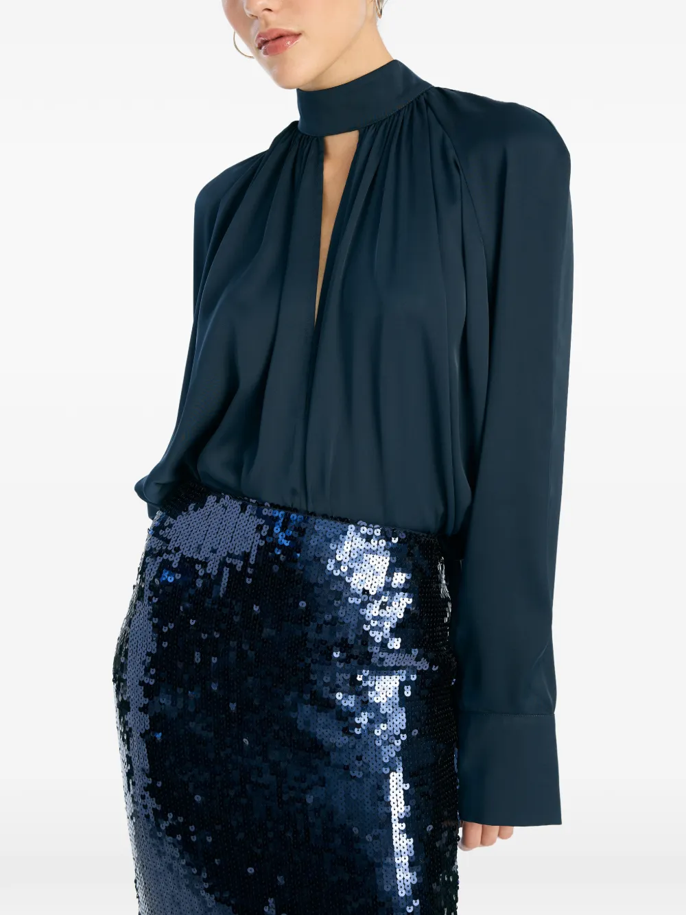 ROTATE BIRGER CHRISTENSEN Blouse met strik Blauw