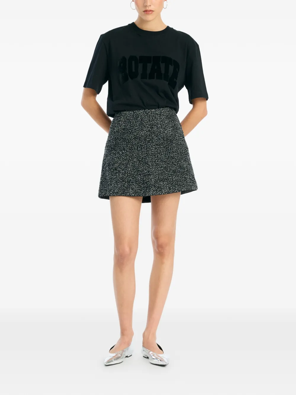 Rotate Birger Christensen Oversized Cotton T-shirt In Black