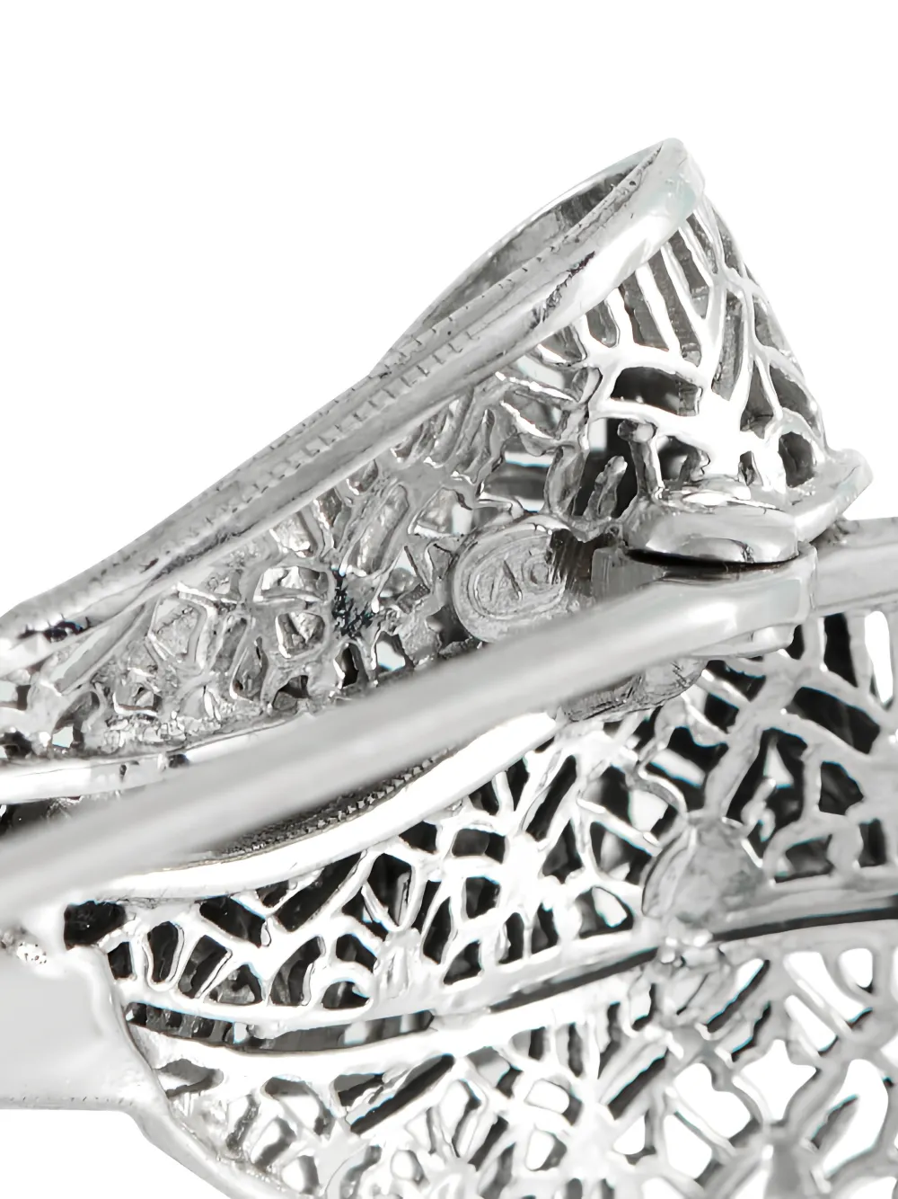 Pre-owned Lb Exclusive Platinum Diamond Sapphire Art Deco Bow Brooch In Silver