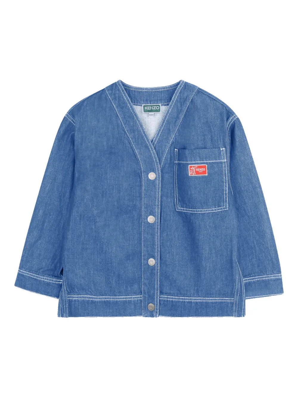 Kenzo Kids logo-patch denim jacket - Blu