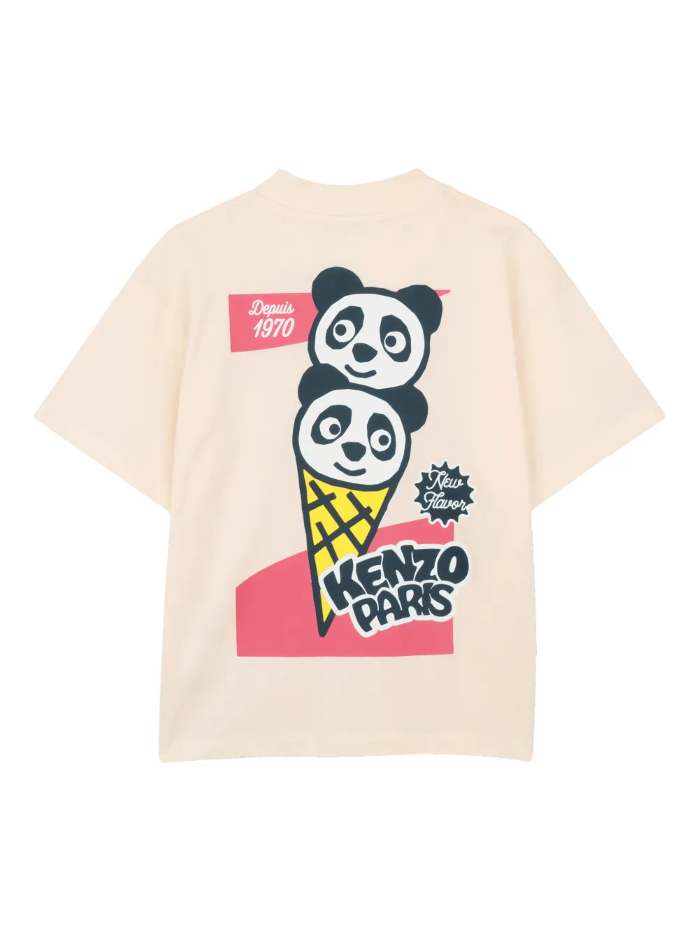 Kenzo Kids T-shirt met panda-print Beige