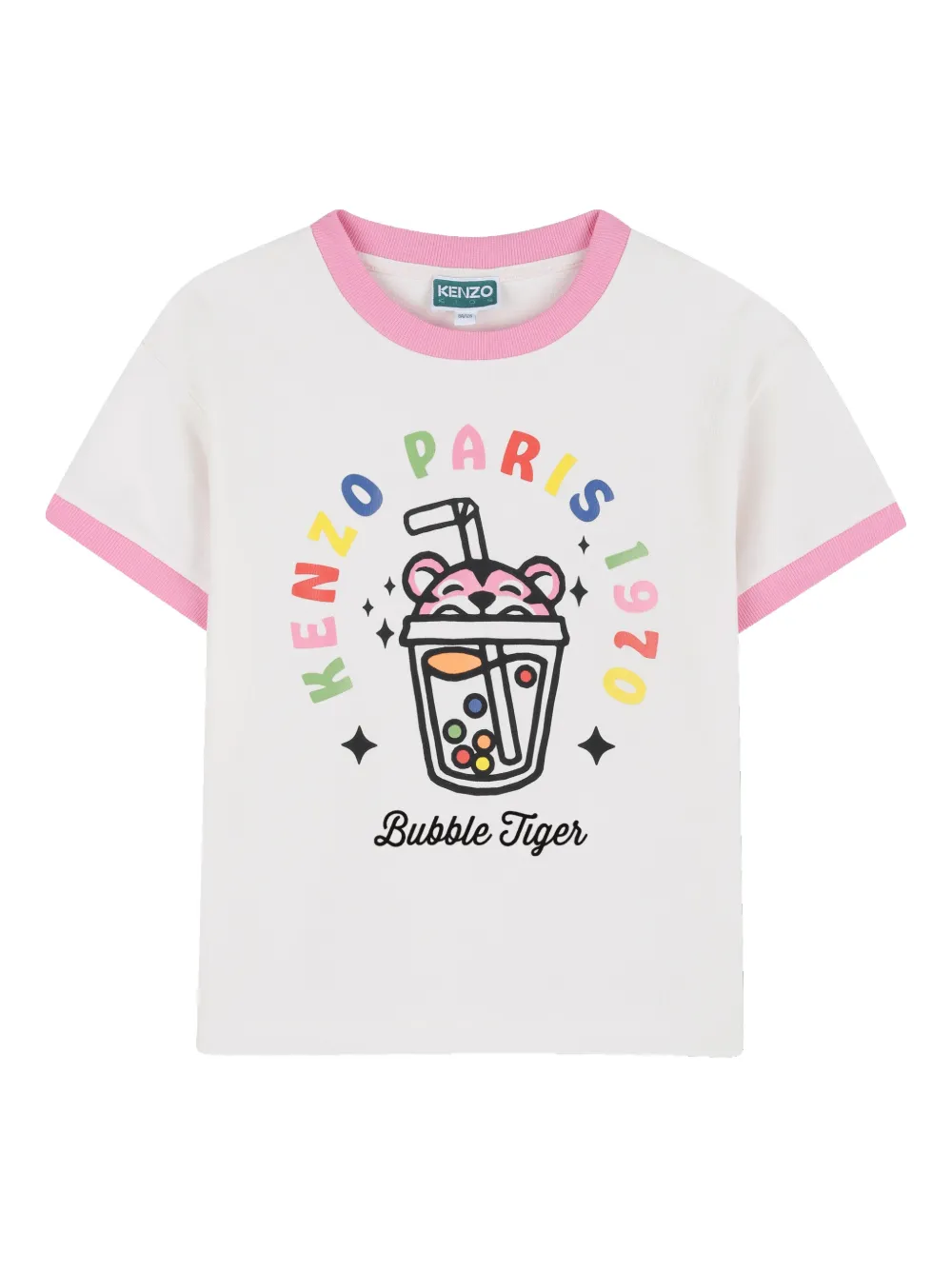 Kenzo Kids graphic contrasting-trim T-shirt - Bianco