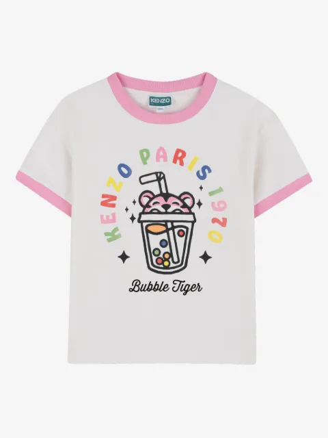 Kenzo Kids graphic contrasting-trim T-shirt