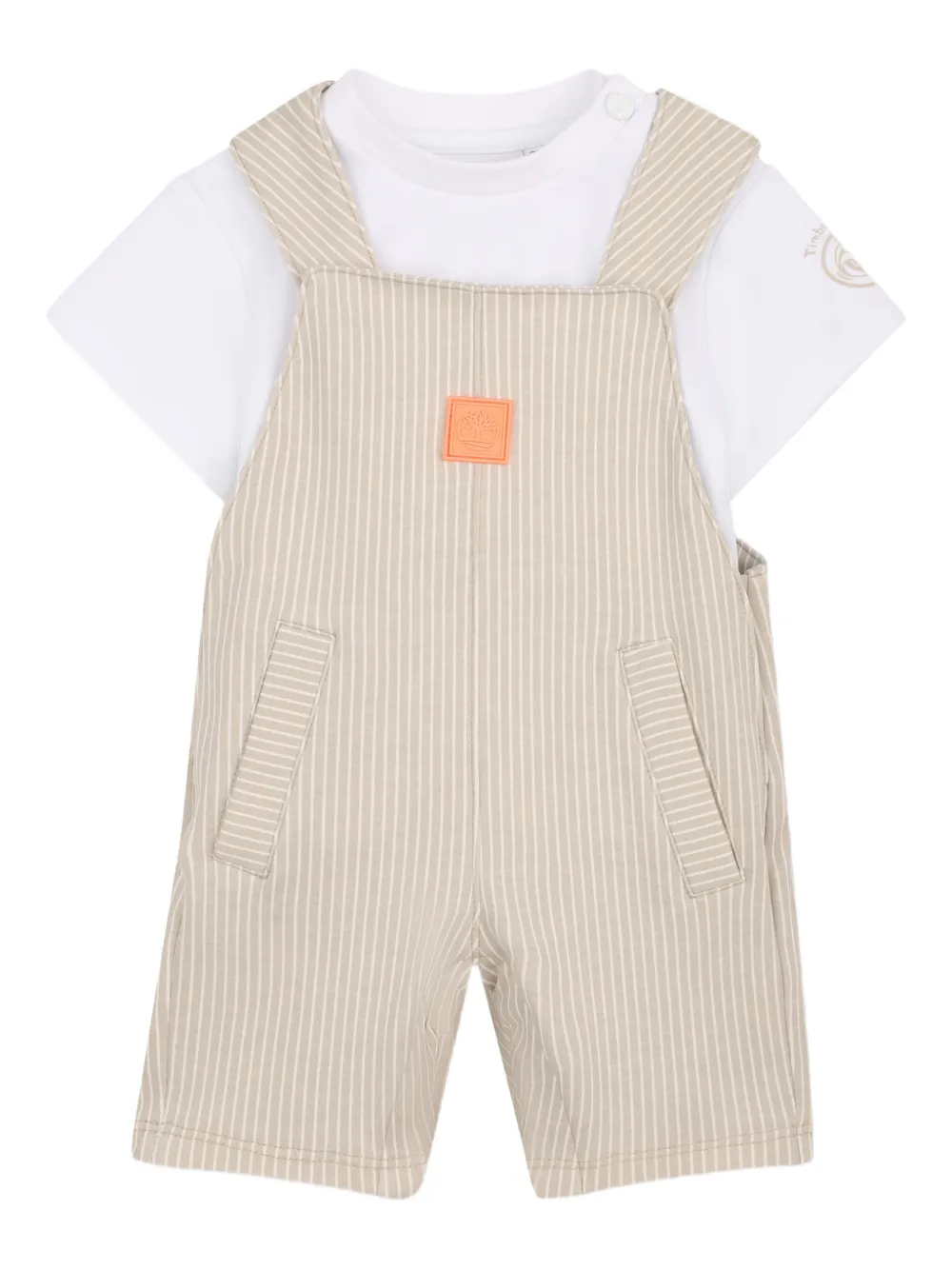 Timberland Kids striped-pattern dungaree set | Neutrals | Image 1