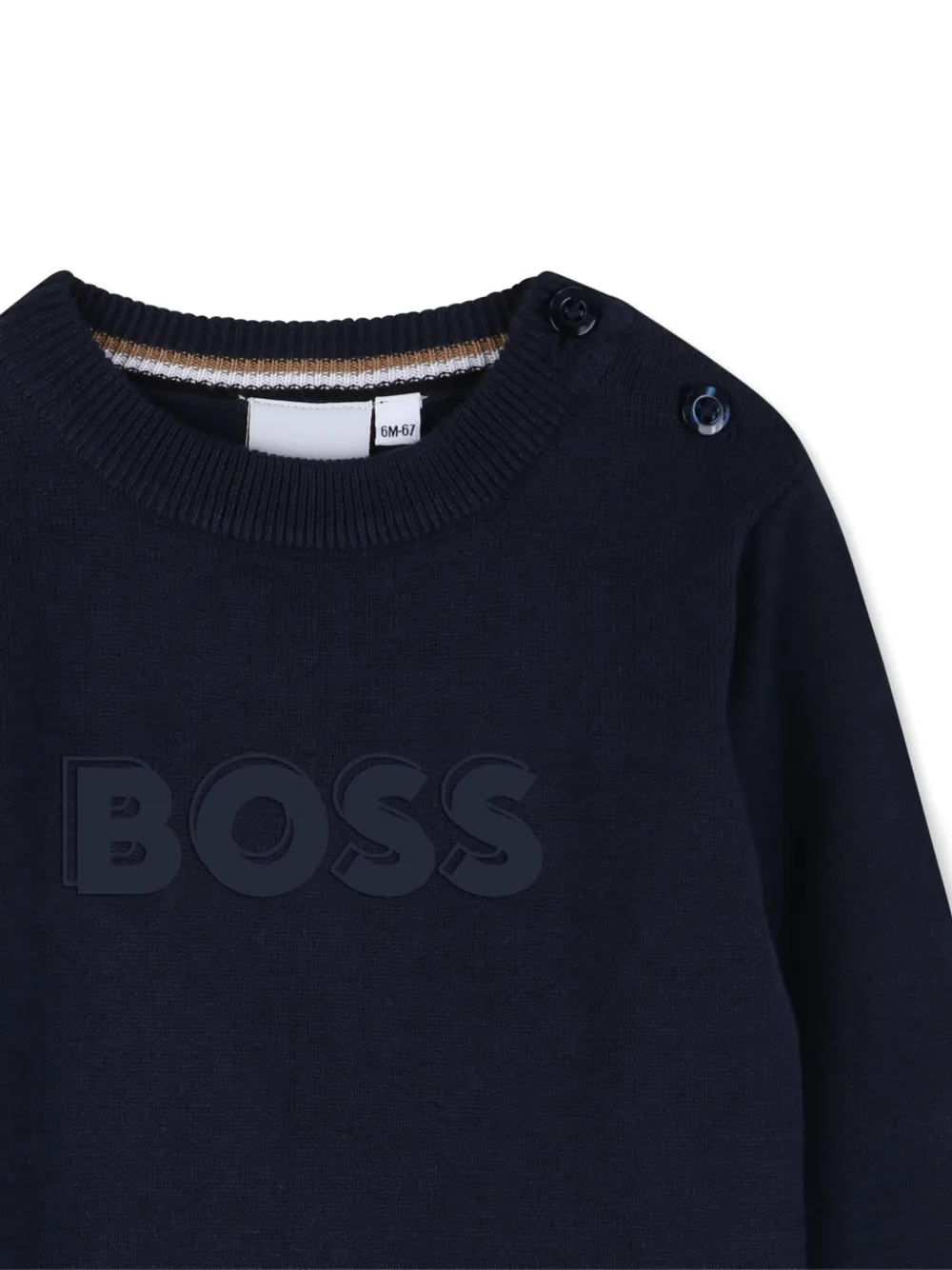  Boss Kidswear Logo Crew-neck Sweatshirt - Blue 