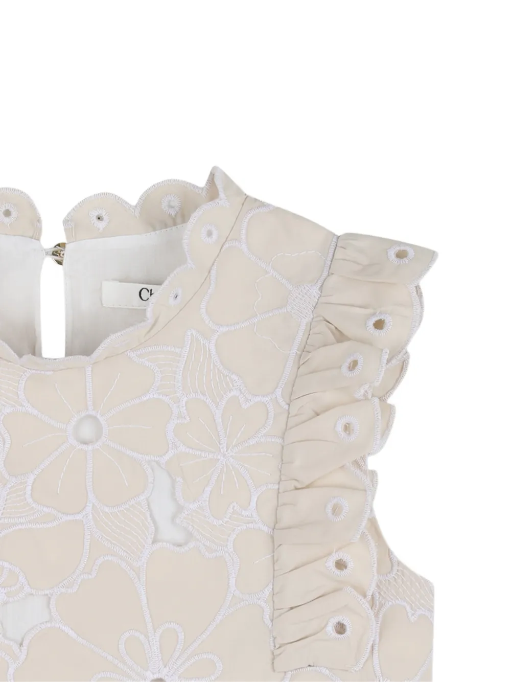Chloé Kids Top met borduurwerk en ruches Beige