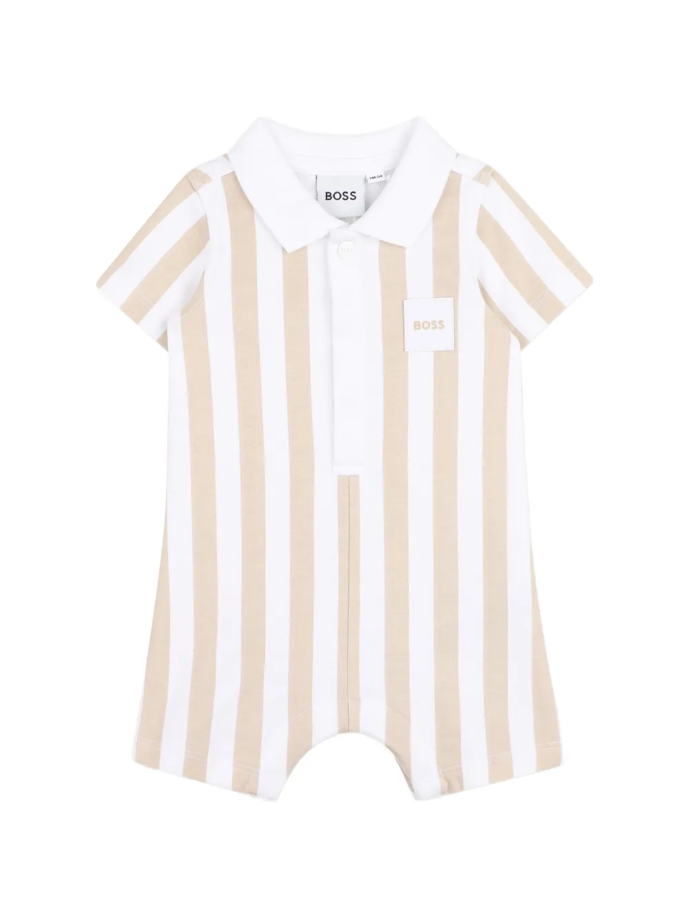 BOSS Kidswear striped collared swimsuit - Bianco