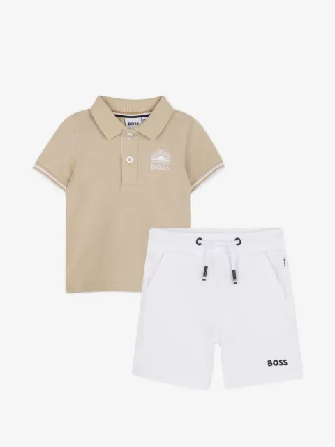 BOSS Kidswear Gestreept poloshirt en shorts set