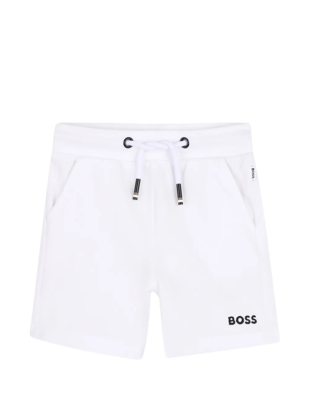 BOSS Kidswear Gestreept poloshirt en shorts set Beige