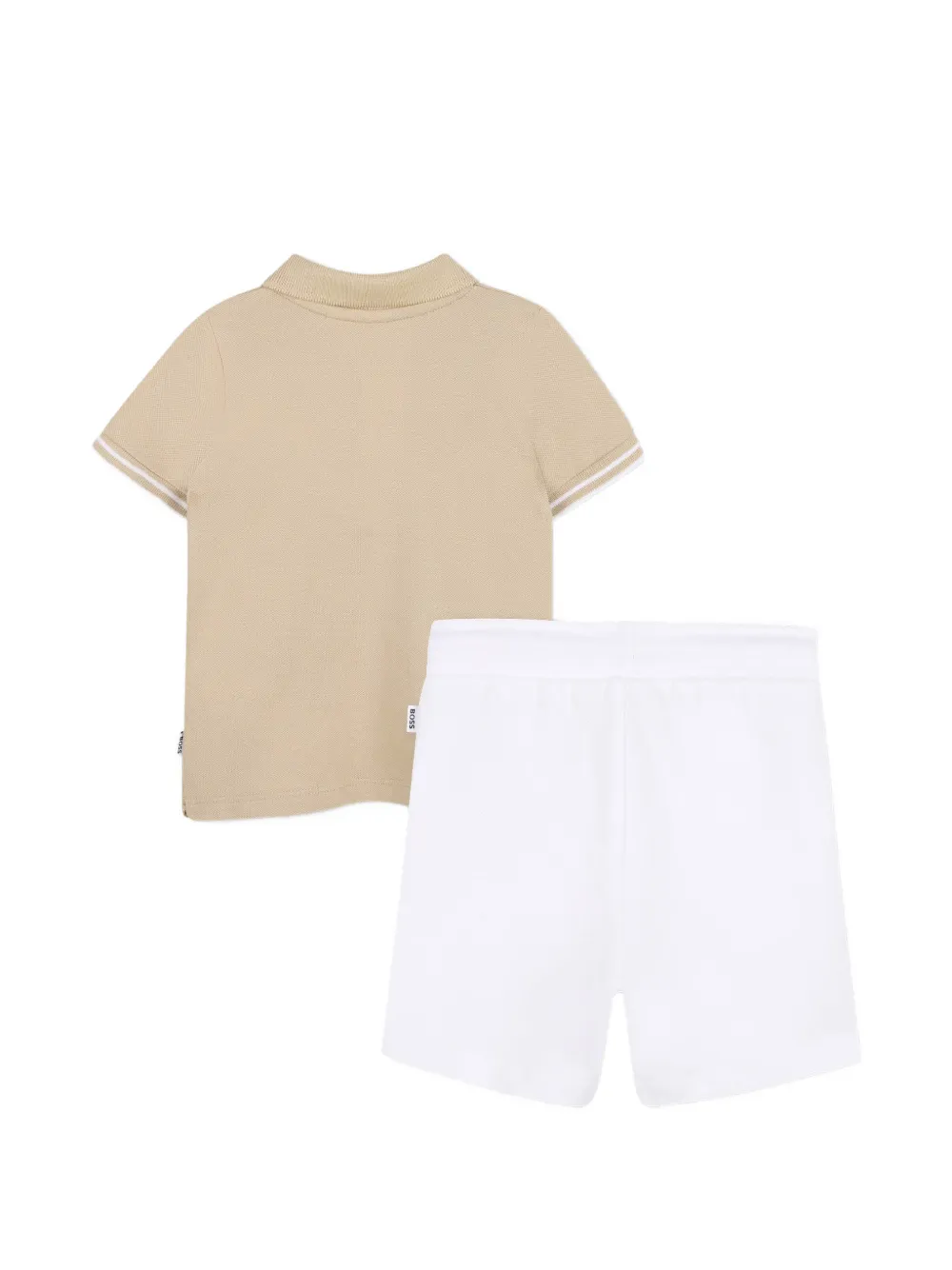 BOSS Kidswear Gestreept poloshirt en shorts set Beige