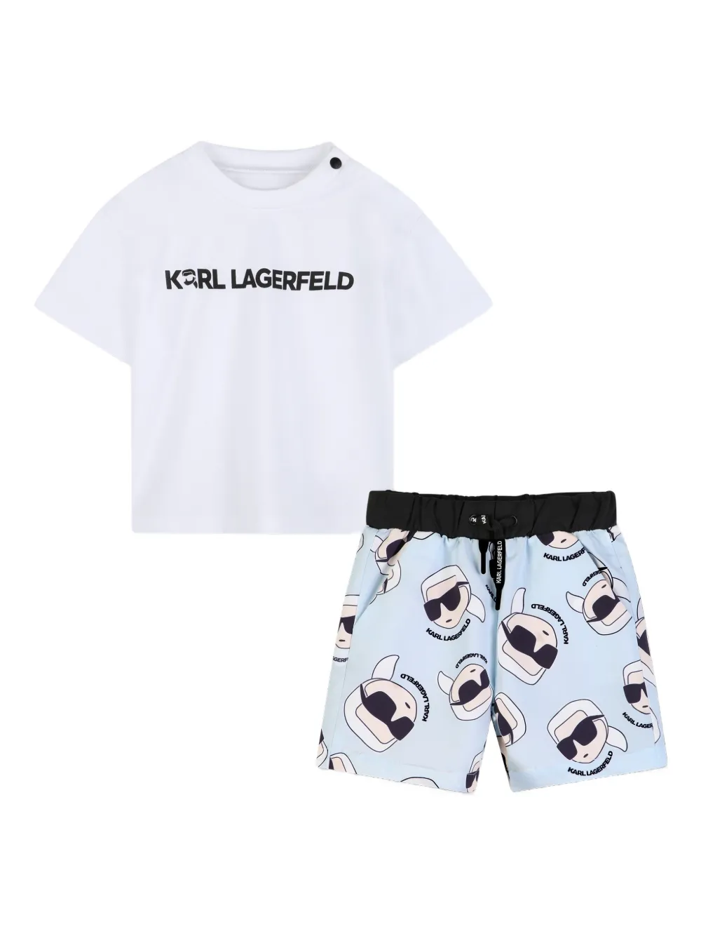Karl Lagerfeld Kids Ikonik Karl shorts set - Blu