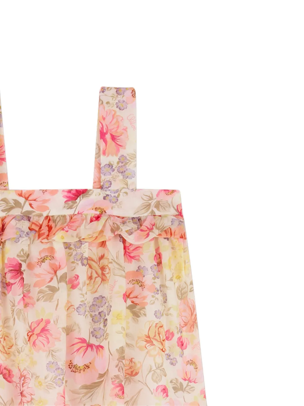 Chloé Kids Jurk met bloemenprint Beige