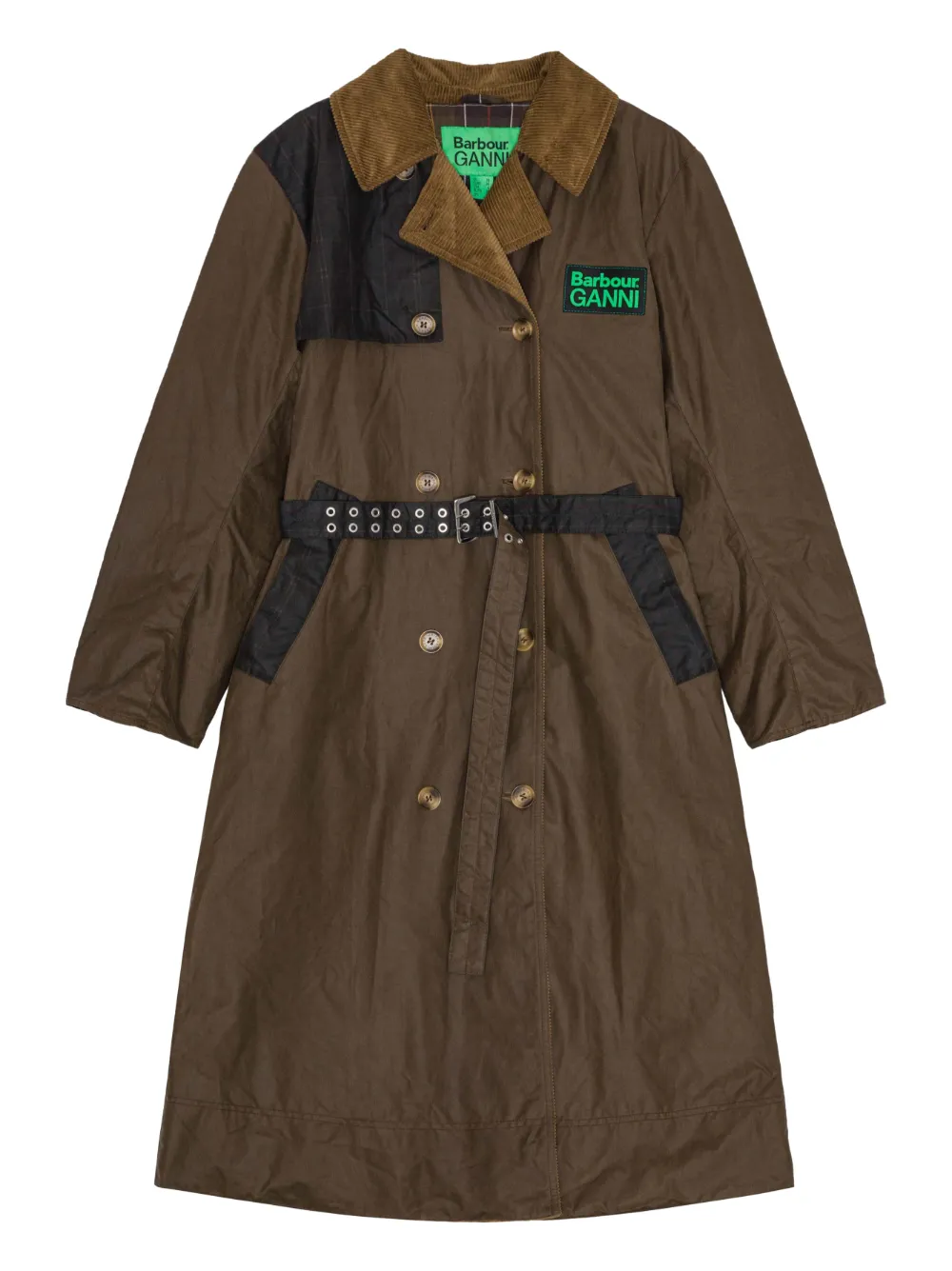 GANNI x Barbour Cappotto con cintura - Marrone