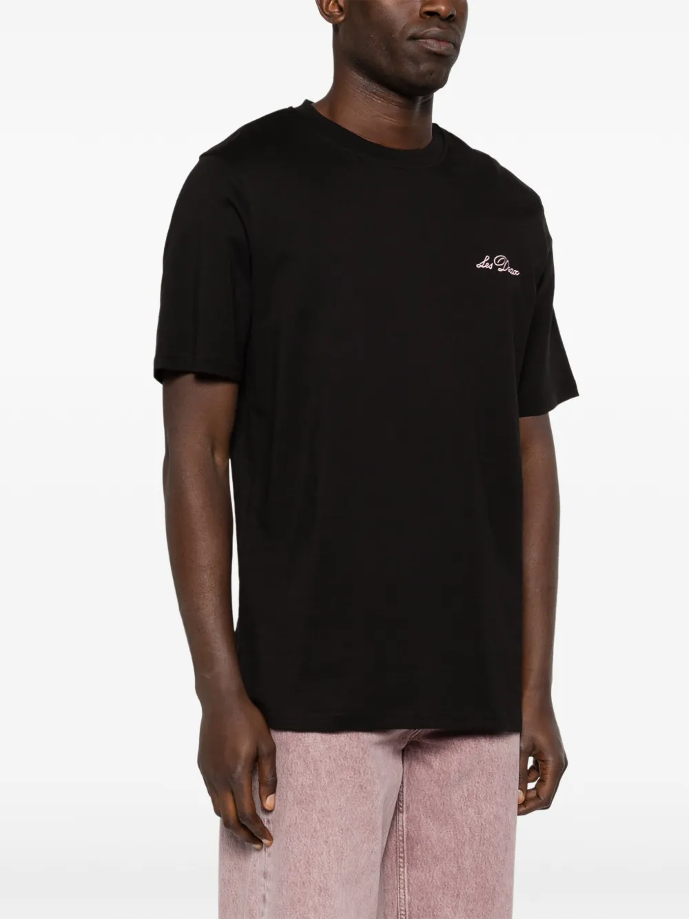 Les Deux T-shirt met geborduurde bloemen Zwart